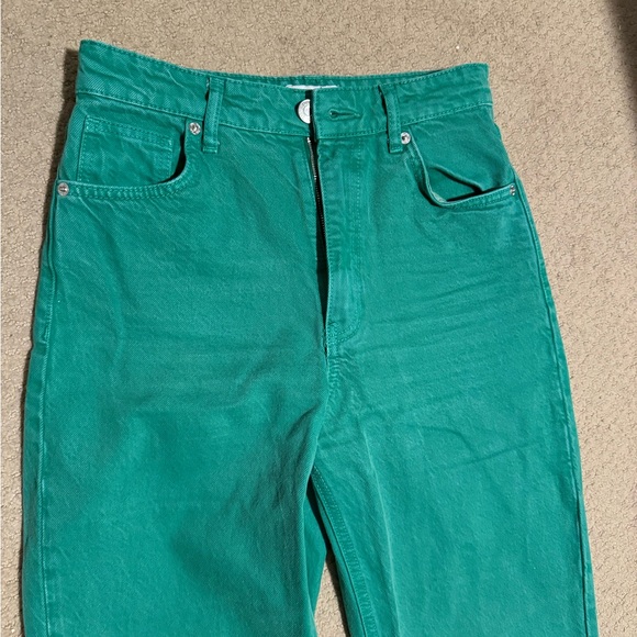 Green Zara Wide Leg Jeans - Picture 2 of 5